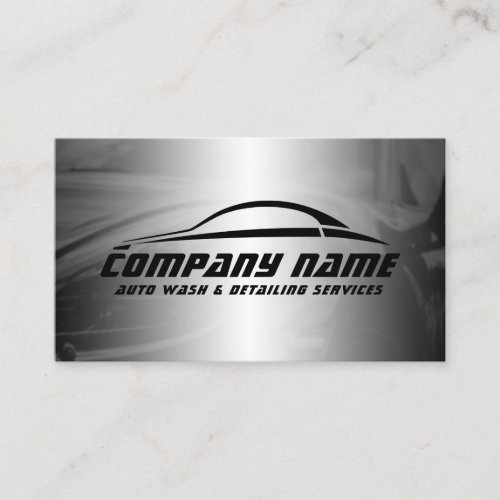 Automotive style car logo faux metallic business card