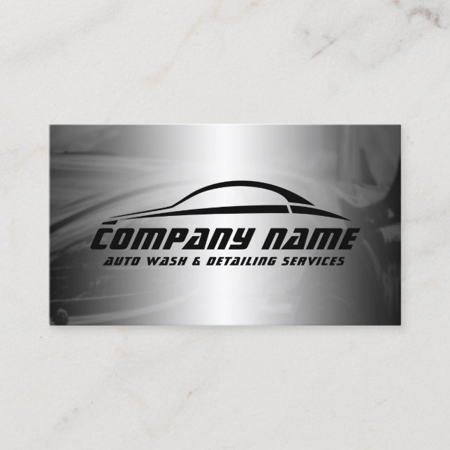 Automotive style car logo faux metallic business card (Front)