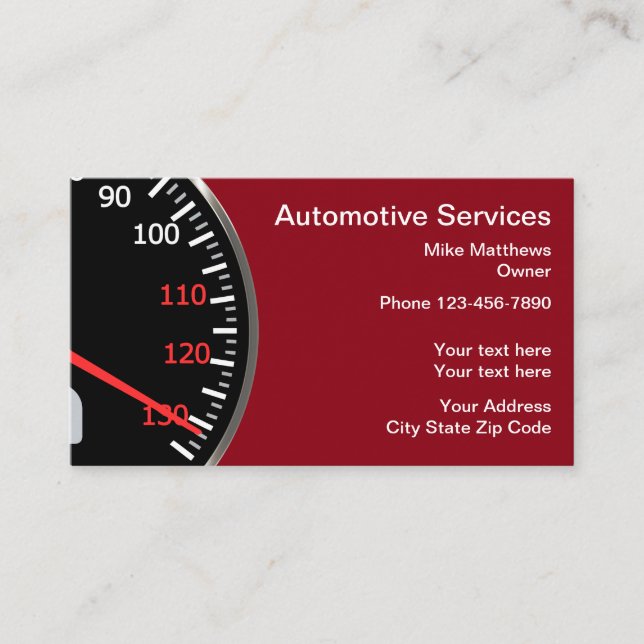 Automotive Style Speedometer Theme Business Card (Front)