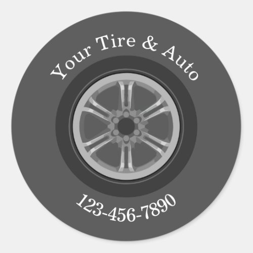 Automotive Tire And Repair Shop Classic Round Sticker