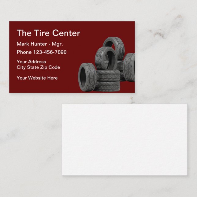 Automotive Tire Center Simple Design Business Card (Front/Back)