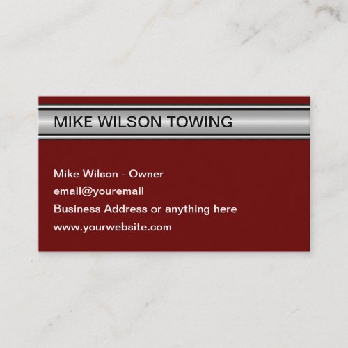 Automotive Towing And Wrecker Service Business Card