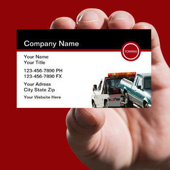 Automotive Towing Tow Truck Business Cards by Luckyturtle at Zazzle