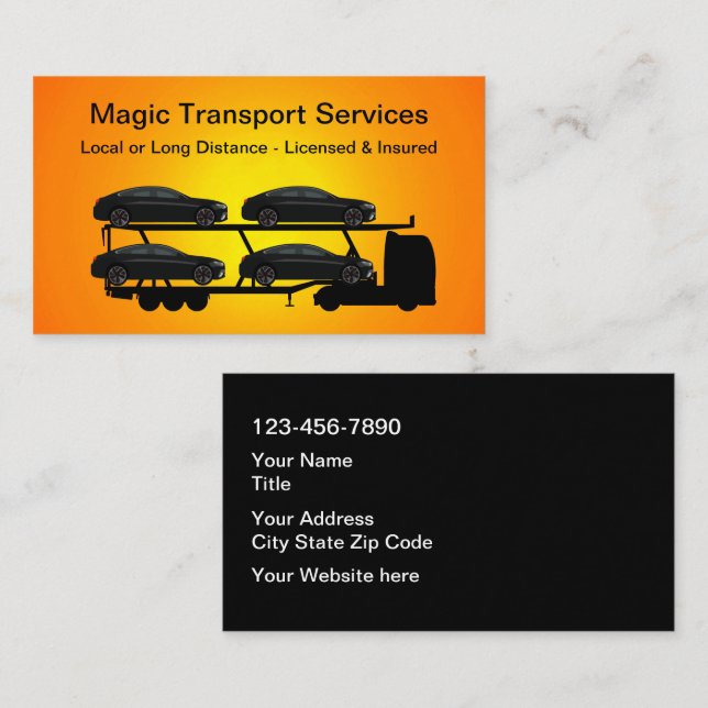 Automotive Transport Vehicle Driver Business Card (Front/Back)