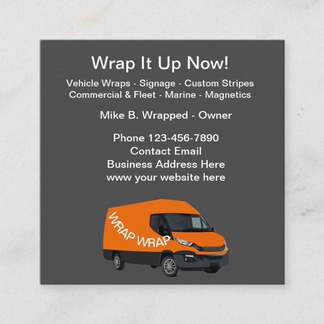 Automotive Vehicle Car Wraps Business Cards (Front)