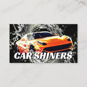 Automotive water splash orange sports car business card