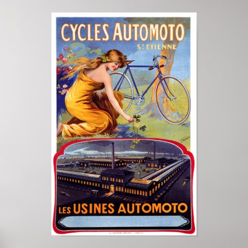 Automoto Cycles 1914 Vintage Advertising Poster