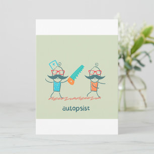Autopsist Medical Humor with Mustache Characters  Invitation