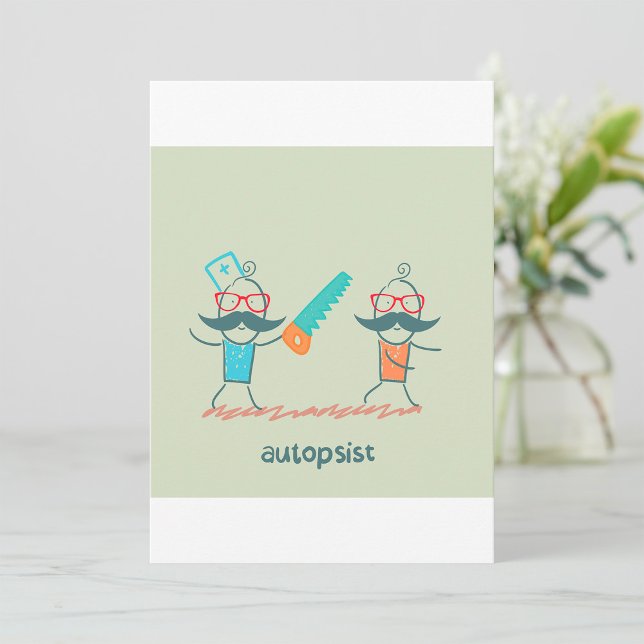 Autopsist Medical Humor with Mustache Characters  Invitation (Creator Uploaded)