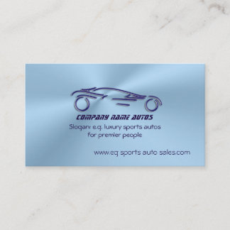 Autosales, Dark Blue Sports Auto, chrome-look Business Card