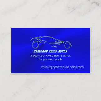 Autosales, Ice-blue Sports Auto, chrome-look Business Card