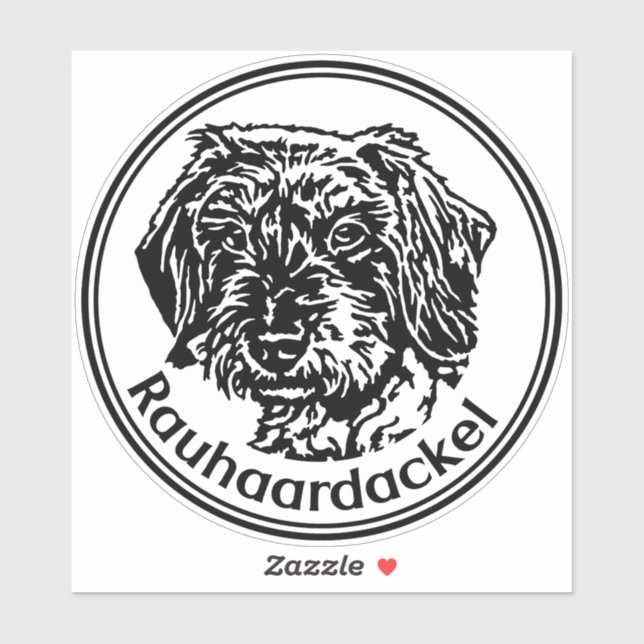 Autosticker Rauhaardackel Teckel round Sticker (Sheet)