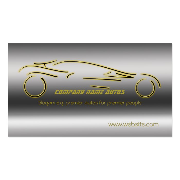 Autotrade Car   Gold Sportscar on steel effect Business Card