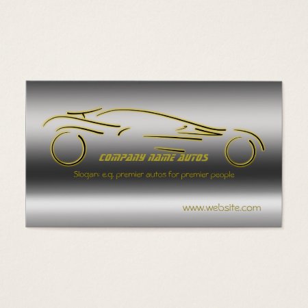 Autotrade Car - Gold Sportscar on steel-effect Business Card