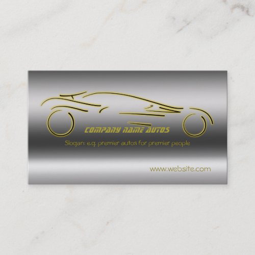 Autotrade Car _ Gold Sportscar on steel_effect Business Card