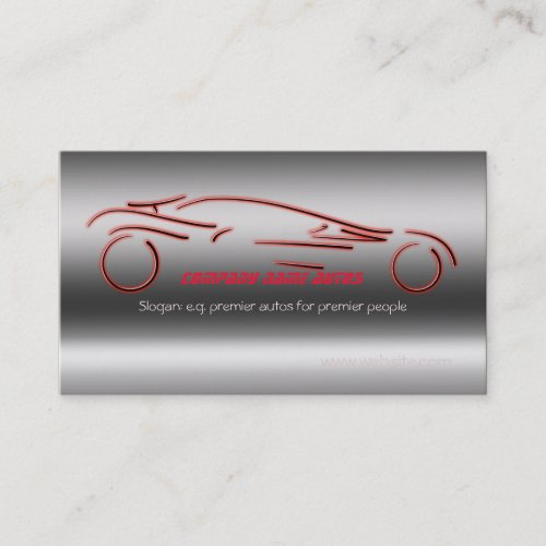 Autotrade Car _ Red Sportscar on steel_effect Business Card