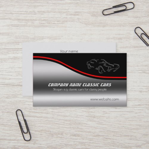 Autotrade _ Classic Car on steel_effect Business Card