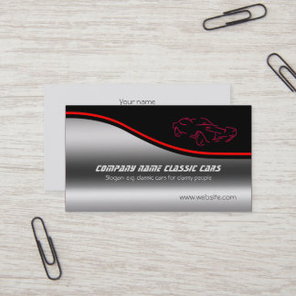 Autotrade - Red Classic Car on steel-effect Business Card