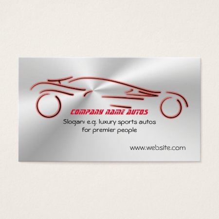 Autotrade - Red Sports Auto on flaring steel-look Business Card