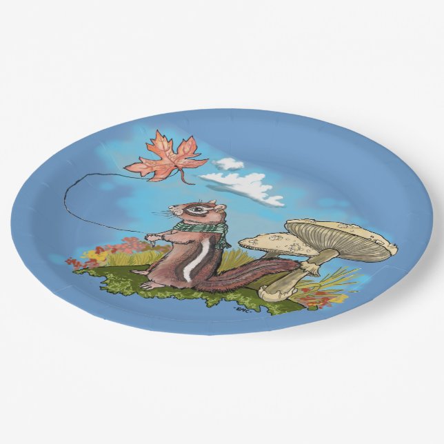 Autum Chipmunk Paper Plates (Angled)