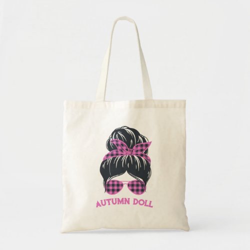 Autum Doll Pink Plaid For Her Tote Bag