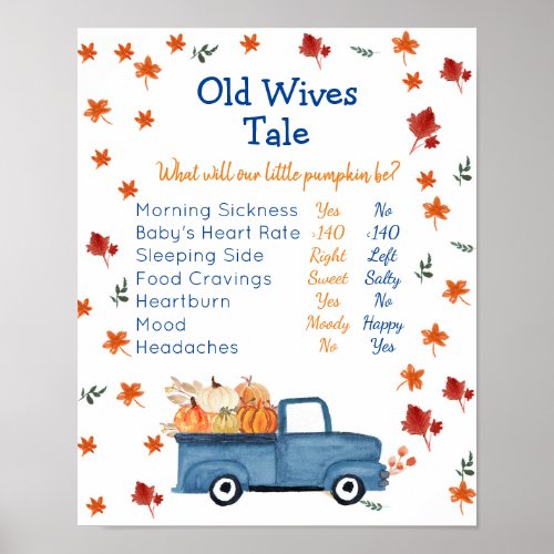 Autum Fall Pumpkin Truck Old Wives Tales Poster
