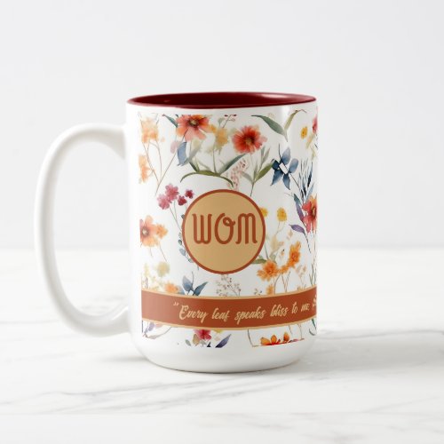 Autum Garden Floral Design Two Tone Coffee Mug