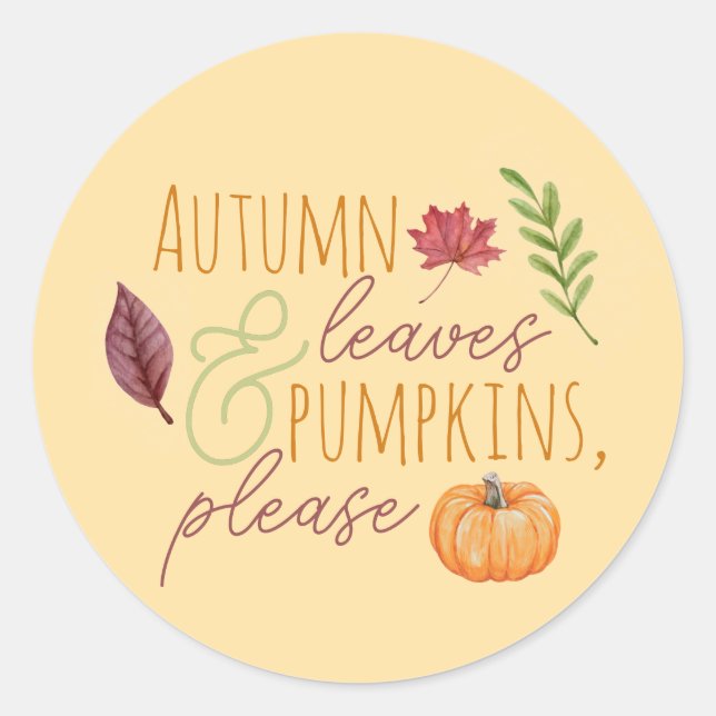 Autum Leave & Pumpkins, Please Fall Sticker (Front)