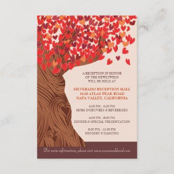 Autum Love Oak Tree Wedding Reception Card by InvitationBlvd at Zazzle