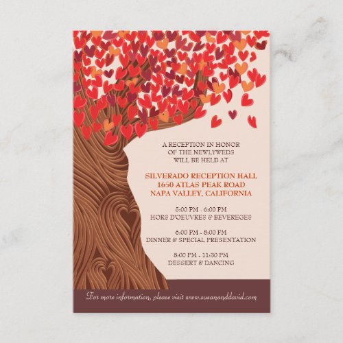 Autum Love Oak Tree Wedding Reception Card Announcements