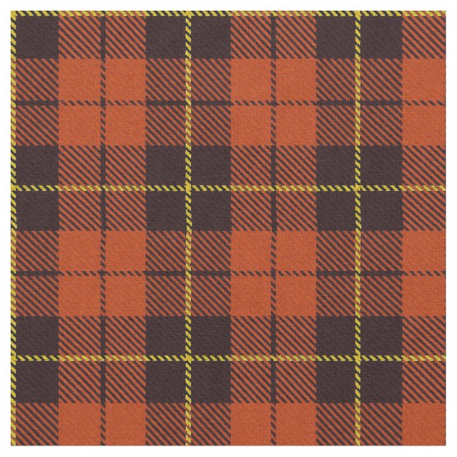 Autum Orange plaid yellow & black stripe Fabric (Close Up)