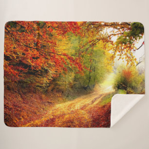 AUTUM PATH in the WOODS Sherpa Blanket