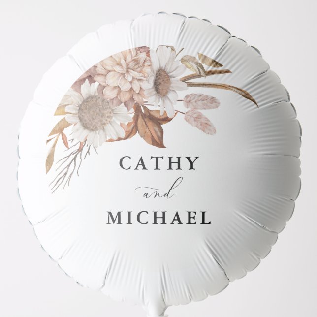 Autum Rustic Floral, Fall Wedding Balloon (Front)