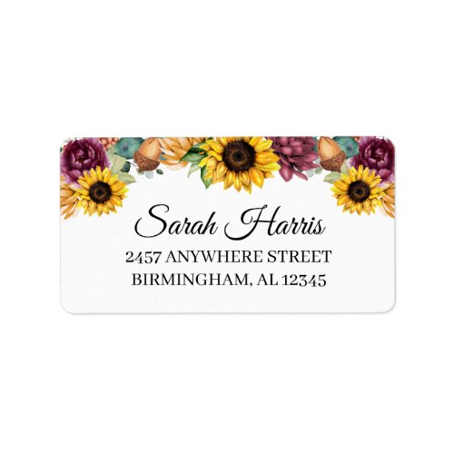 Autum Sunflower Address Labels