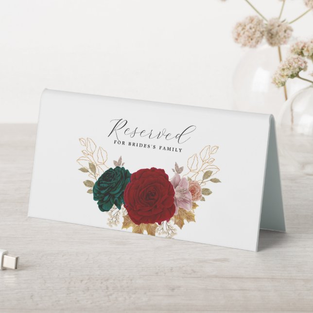 Autumanal Gold Burgundy Emerald Greeny Seating  Table Tent (In SItu (Table))