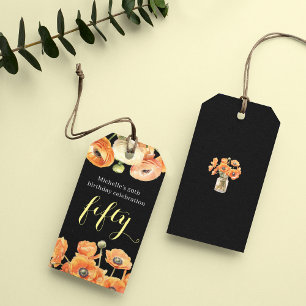 Autumn 50th Birthday Party Orange Blossom Gift Tags