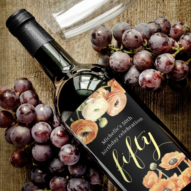 Autumn 50th Birthday Party Orange Blossom Wine Label (Creator Uploaded)