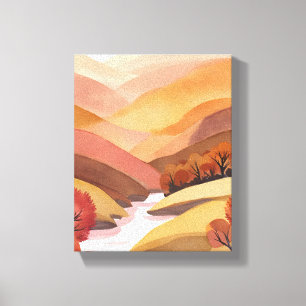 Autumn Abode Fall Foliage Watercolor Landscape Canvas Print