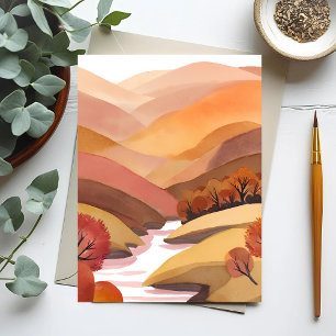 Autumn Abode Fall Foliage Watercolor Landscape Postcard