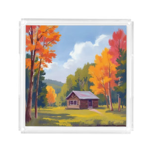 Autumn Abode Lakeside Cottage Acrylic Tray
