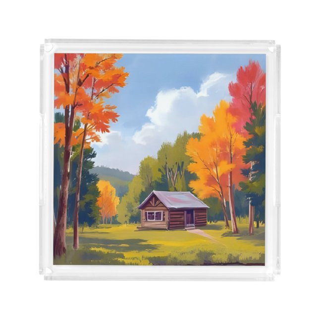 Autumn Abode Lakeside Cottage Acrylic Tray (Front)