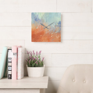 Autumn Abstract Brushstrokes Square Wall Clock