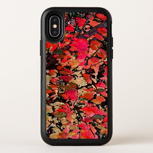 Autumn Abstract Red Burning Bush Otterbox iPhone Case (Back)