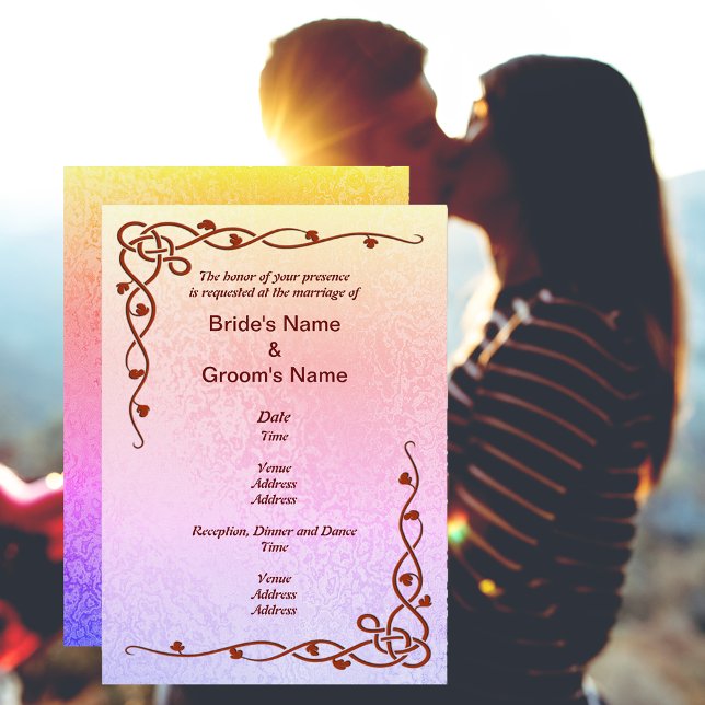 Autumn Abstract Shimmer Colors Pink Purple Wedding Invitation (Autumn Abstract Shimmer Colors Pink Purple Wedding Invitation)