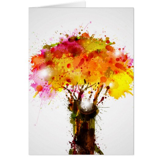 Autumn Abstract Tree Forming By Blots Cards (Front)
