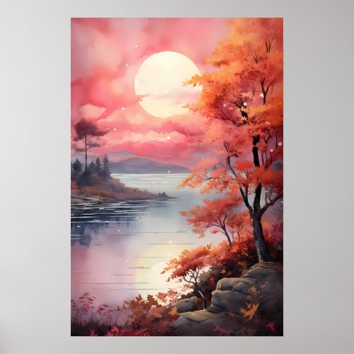 Autumn Abstract Watercolor Painting Poster