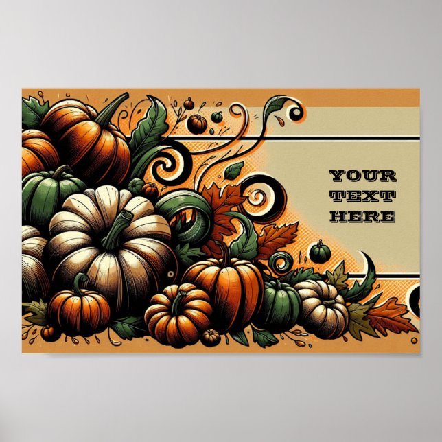 Autumn Abundance - Customizable Pumpkin Patch Poster (Front)