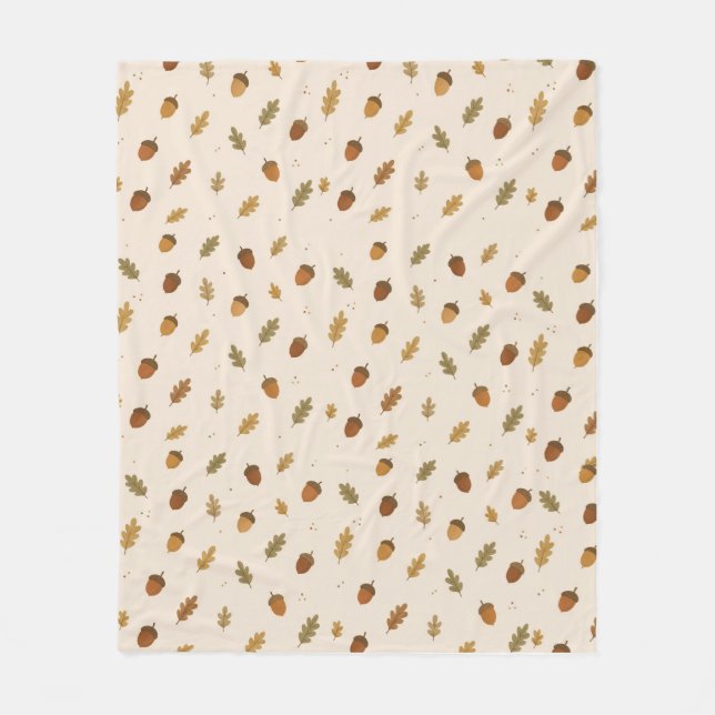 Autumn Acorn Pattern Throw Blanket (Front)