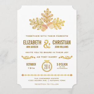 Autumn Acorns and Oak Leaves Wedding Invitation II