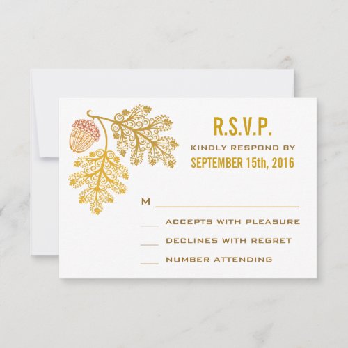 Autumn Acorns and Oak Leaves Wedding RSVP